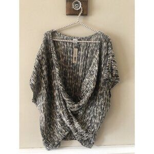 NWT Anna & Ava Womens Black Faux Wrap Cotton Sweater One Size